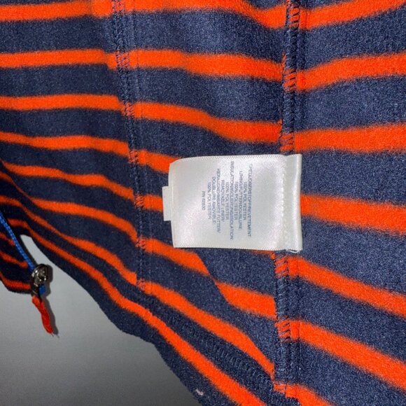 Lands End Women's Fleece Jacket M 10-12 Navy & Orange Stripe Half-Zip - Picture 7 of 7